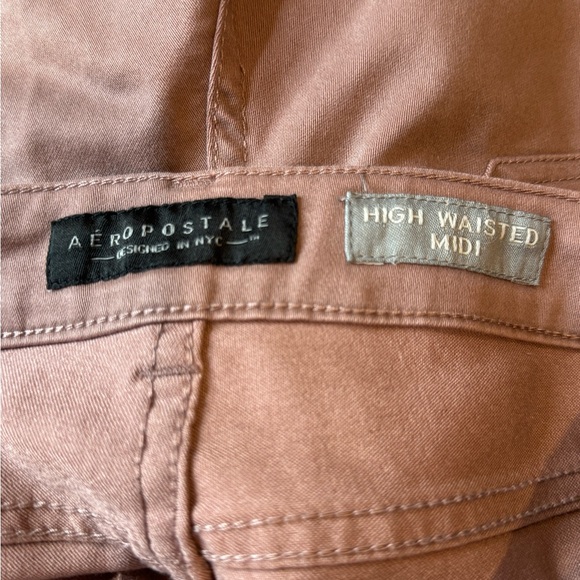 NWT Aeropostale shorts high waisted midi size 8 plum color stretch denim - Picture 7 of 7